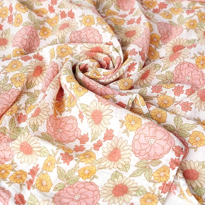 Gerber Baby Unisex 2-Pack Muslin Blanket, Retro Floral, One Size