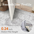 Gray Area Rug 4x5 Washable Vintage Carpet Entryway Office Soft Retro Kitchen Low Pile Thin Door Mat Non Slip Grey Oriental Medallion Throw Small Rug for Bathroom Bedroom Dining Living Room