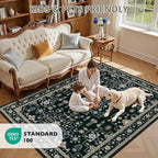 Area Rugs 9x12 Living Room Rug: Washable Rug Soft Vintage Boho Medallion Carpet Indoor Floor Non-Slip Stain Resistant Large Carpets for Bedroom Dining Room Farmhouse Nursery Home Office Black
