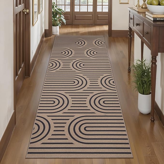 Tangsoo Easy Jute Rug 2x6 Washable Kitchen Runner for Hallways,Non-Slip Thin Farmhouse Rainbow Floor Carpet Modern Indoor Outdoor Runner Door Mat for Porch Laundry Bedroom Entryway