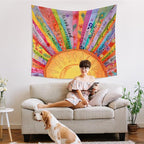 WARDOS Colorful Boho Sun Tapestry, Motivational Sunshine Tapestry Wall Hanging, Boho Abstract Sun Sunshine Wall Blanket Decor for Home Living Room Bedroom, 50x60 Inch