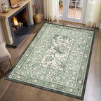 GarveeHome Provence Botanical Grove 4x6 Rug Sage Green Vintage Cottagecore Carpet 4 x 6 Area Rug for Bedroom Living Room Nursery Kitchen Entryway Indoor Mat