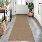 EARTHALL Woven Runner Rug 2x7 Ft Washable Runners for Hallways Cotton Non Slip Rubber Backed Kitchen Runner Braided Indoor Floor Carpet for Entryway, Hallway, Kitchen, Bedroom, Orange/Tan/Brown