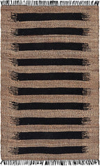 SAFAVIEH Area Rug 5x8 - Natural Fiber Collection - Natural & Black, Handmade Jute, Ideal for Living Room, Bedroom, Dining Space (NF124Z)