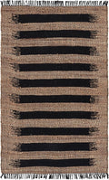 SAFAVIEH Area Rug 4x6 - Natural Fiber Collection - Natural & Black, Handmade Jute, Ideal for Living Room, Bedroom, Dining Space (NF124Z)