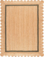 SAFAVIEH 8x10 Area Rug - Natural Fiber Collection - Large - Natural & Olive, Handmade Jute, Ideal for Living Room, Bedroom, Dining Space (NF896X)