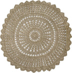 Jute Hand Crochet Rug, Natural - 3 Feet Round, Non Slip Decorative Small Area Rugs for Bedroom, Kitchen, Living Room, Nursery | Farmhouse Accent Scalloped Rustic Door Mat for Patio Décor