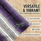 Hydration Nation Authentic Extra Large Mexican Blanket (70"x50") - Handwoven Yoga, Serape - Artisanal Falsa, Beach, Camping, Picnic, Outdoor (Purple)