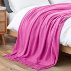 Vonty Hot Pink Knitted Blanket with Tassels Fringe 60" x 80", Super Soft Knit Throw Blanket, Farmhouse Decorative Lightweight Blanket for Couch, Sofa, Bed