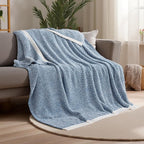 Joiedomi Twin Blanket for Couch Bed Sofa, Blue Knitted Blankets Gifts for Women Mom Girls, Cozy Cute Soft Throw Home Room Decor Aesthetic for Women Mothers Birthday Gifts 60x80 Inches