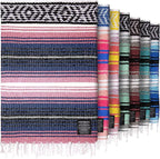 Hydration Nation Authentic Large Handwoven Mexican Blanket - Soft Yoga- Durable Serape- Lightweight Falsa, Beach, Camping, Picnic, Outdoor Blanket 70"x50" - Rose Pastel