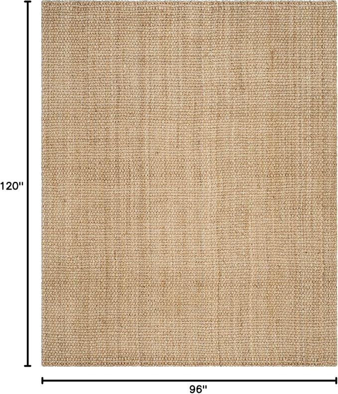 SAFAVIEH Area Rug 8x10 - Natural Fiber Collection - Large - Natural Brown, Handmade Jute, Basketweave Pattern (NF401A)