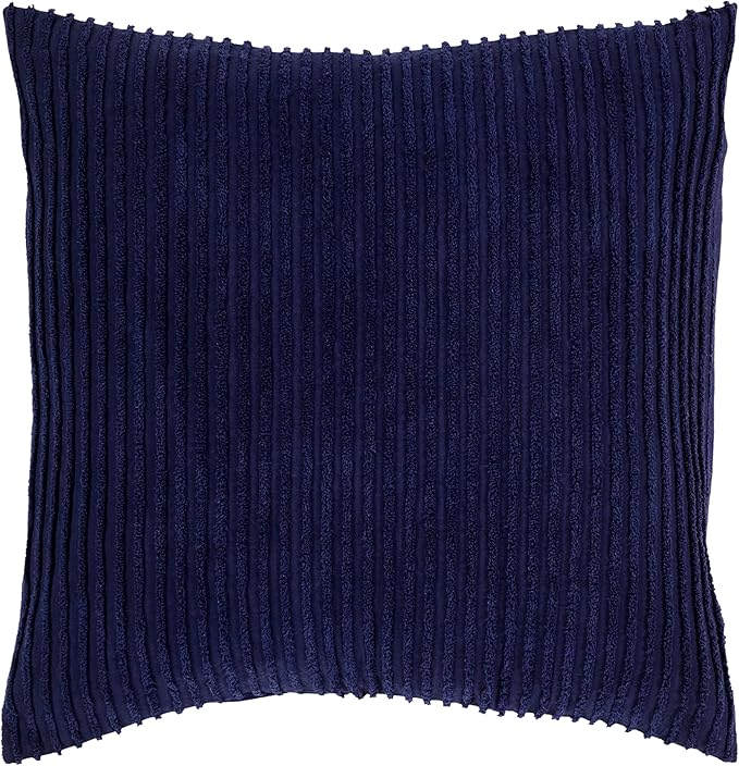 Better Trends Jullian Collection is Super Soft and Light Weight in Bold Stripes Design 100% Cotton Tufted Unique Luxurious Machine Washable Tumble Dry, Euro Sham, Navy