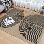 Lahome Enfys Modern Rainbow Easy Jute Office Rug, Outdoor Patio Rug 4x6 for Living Room Washable Carpet for Bedroom, Farmhouse Contemporary Non Slip Non Shedding Black Carpet for Backyard