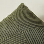 Topfinel 12x12 Inch Olive Green Decorative Throw Pillow Covers Set of 2,Soft Corduroy Small Couch Pillow Covers Windmill Textured Striped Patchwork Cushion Cover Cute Aesthetic Home Decor