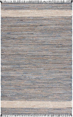 SAFAVIEH Cape Cod Collection Accent Rug - 4' x 6', Light Blue, Handmade Denim & Jute, Ideal for The Living Room, Dining, Bedroom (CAP153L)