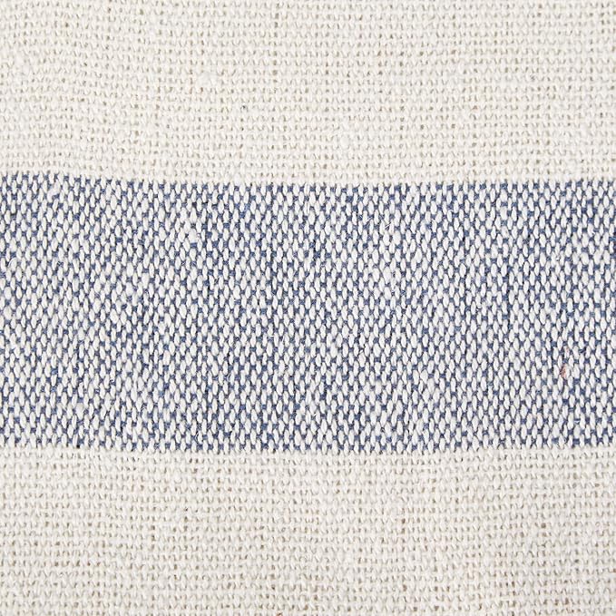 DII Rustic Farmhouse Cotton Cabana Striped Blanket Throw with Fringe, 50 x 60 - Cabana Striped Off-White with French Blue