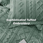Bedsure Tufted Boho Comforter Set Queen Size - Green Boho Bed Set, GentleSoft™ 3 Pieces Farmhouse Shabby Chic Embroidery Bedding, Gifts for Woman, Soft Jacquard Queen Comforter for All Seasons