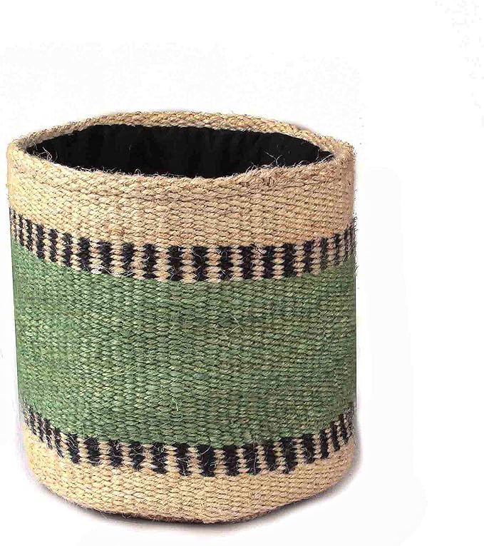 Sturdy Jute Planter Basket Modern Woven Basket for 6" Flower Pot Floor Indoor Planters, 6” x 6” Storage Organizer Basket Rustic Home Decor, Boho Storage Earth-Friendly Planter (6x6 inches, Green 6)