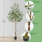 Artificial Olive Tree, 7ft Tall Fake Olive Leaves Plant with Basket, Indoor Outdoor Faux Olive Topiary Silk Tree for Home Livingroom Office Décor