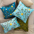 MUSSEL Light Blue Floral Pillow Covers 18x18 Set of 2, Velvet Wild Flower Plant Throw Pillows Case, Square Farmhouse Decor Cushion Covers for Home Sofa Bed Couch