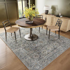 6x9 Washable Rug Vintage Fade Resistant Boho Distressed Non-Slip Indoor Large Carpet Low Pile Lightweight & High-Traffic Safe for Bedroom, Dorm, Playroom - Farmhouse Decor