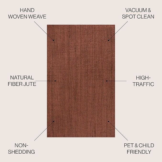 JONATHAN Y Pata Hand Woven Chunky Jute Terracotta Indoor Area Rug, 8x10, Bohemian, Rustic, Cottage, Easy-Cleaning for Living Room, Bedroom, Kitchen, Non-Shedding (NRF102F-8)