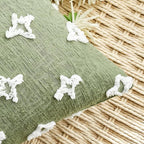 ANRODUO Pack of 2 Sage Green Floral Boho Decorative Throw Pillow Covers with Tufted Rhombic Jacquard for Room Decor Pillow Covers 12x20 Cute and Soft Pillowcase for Couch Sofa and Living Room Fall