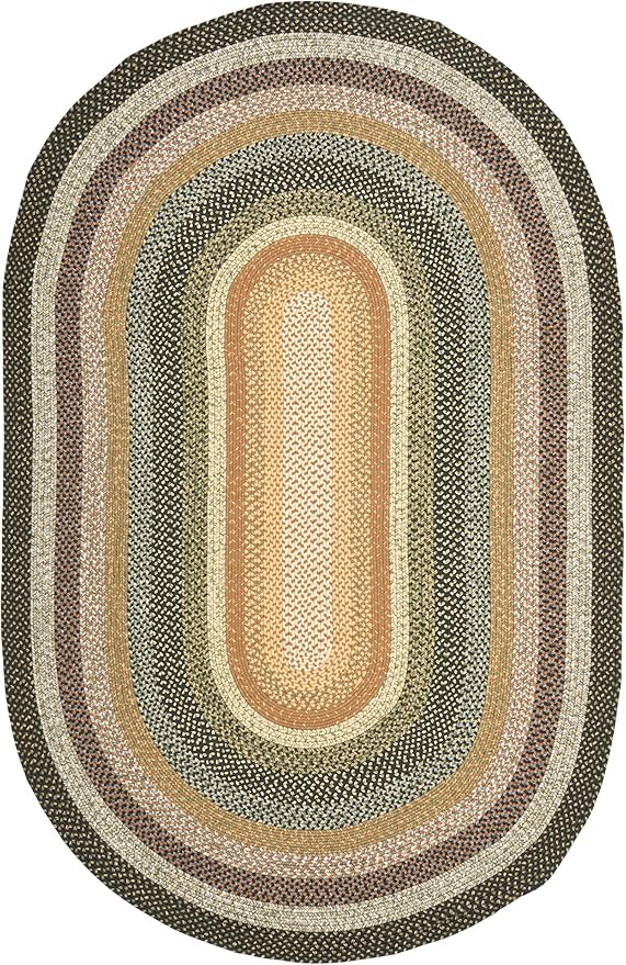 SAFAVIEH Washable Rug Outdoor Braided Collection - 6' x 8' Oval, Multi, Handmade & Reversible, Non-Shedding & Easy to Clean, Ideal for Patio, Backyard, Mudroom (BRD308A)