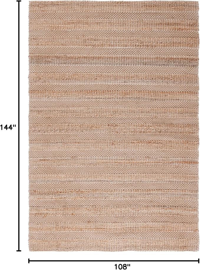 SAFAVIEH Natural Fiber Collection Area Rug - 9' x 12', Ivory & Natural, Handmade Boho Farmhouse Rustic Jute & Cotton Jute, Ideal for High Traffic Areas in Living Room, Bedroom (NFB654A)