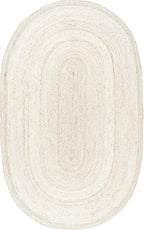 nuLOOM Oval 2x4 Rigo Jute Hand Woven Area Rug, Off White, Solid Farmhouse Design, Natural Fiber, For Bedroom, Living Room, Dining Room, Hallway, Office, Kitchen, Entryway