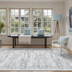 4x12 Wide Hallway Runners: Washable 12ft Runner Rug for Entryway Living Room Soft Vintage Non Slip Carpet Runner for Kitchen Dining Room Nursery Bedroom (Grey, 4x12ft)