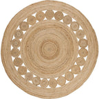 SAFAVIEH Area Rug 6' Round - Natural Fiber Collection - Natural Brown, Handmade Jute, Boho Farmhouse Braided Design (NF364A)