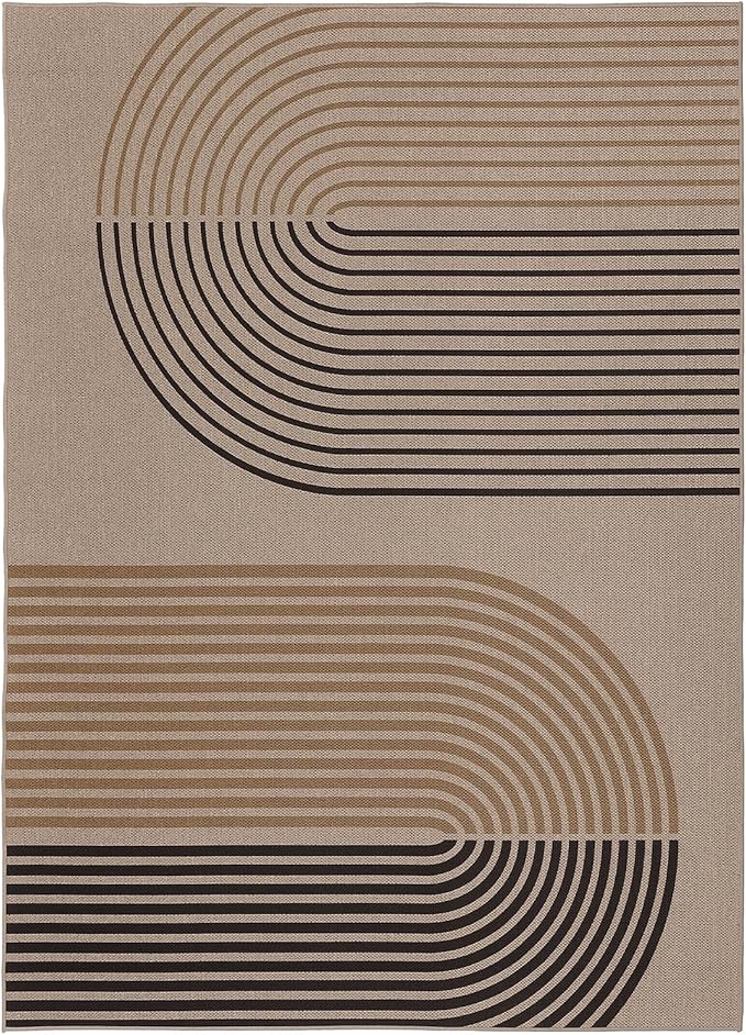 GarveeHome Modern Rainbow Easy Jute 4x6 Area Rug, Indoor/Outdoor Reversible Low Pile Non-Slip & Washable Carpet for Living Room, Bedroom, Kitchen, Sunroom