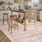 9x12 Area Rugs for Living Room, Non Slip Machine Washable Vintage Rugs, Low Pile Lightweight Large Rug for Bedroom, Dining Room, Home Office Pink