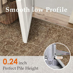 HUGEAR 2x6 Runner Rug Hallway Brick Red Machine Washable Vintage Floral Low Pile Carpet Vacuumable Distressed Long Throw Rug Bedroom Office Bathroom Kitchen Laundry Non Slip Soft Lightweight