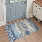 GENIMO 2X3 Washable Modern Doormat, Non-Slip Low Pile Chenille Area Rug, Small Entry Mat for Entrance Hallway Kitchen Bathroom, Indigo Drift