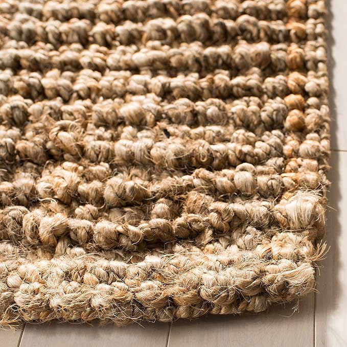 SAFAVIEH Natural Fiber Collection Runner Rug - 2'6" x 8', Natural Brown, Handmade Jute, Farmhouse Style, Chunky Textured Thick Pile (NF447A)