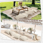 Extra Large Outdoor Boho Picnic Blanket 91'' x 71'' Beige White Table Runner 6 Throw Pillow Cover Woven Cotton Yarn Oversize Beach Blanket Washable for Picnic Camp Wedding