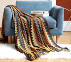Boho Bohemian Throw Blanket for Couch Sofa Bed, Soft Cozy Lightweight Boho Blankets Knitted with Tassel, Decorative Blanket All Season 50x60 inches (Coffee)