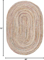 SAFAVIEH Area Rug 4x6 Oval - Cape Cod Collection - Beige & Multi, Handmade Jute & Cotton, Woven Braided Design (CAP202B)