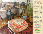 Mandala Life ART Large Yoga Décor Bean Bag Cover Orange Boho Chic Orange Decorative Floor Cushion Moroccan Seating Area Perfect for Living Room, Bedroom, Nursary or Children Room Unstuffed