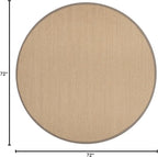 SAFAVIEH Area Rug 6' Round - Natural Fiber Collection - Maize & Grey, Sisal, Woven Design with Border (NF141G)