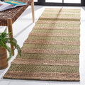 SAFAVIEH Natural Fiber Collection Runner Rug - 2'3" x 8', Green & Natural, Handmade Boho Farmhouse Rustic Jute & Cotton, Ideal for High Traffic Areas in Living Room, Bedroom (NFB653Y)