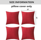 Home Brilliant Pillow Covers 18x18 Set of 4 Farmhouse Decorative Throw Pillow Covers Burlap Linen for Valentine's Day Couch Sofa Garden Indoor, 18 x 18 inch, Burgundy