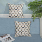 Brown Blue Pillow Covers 20x20 Inch Set of 2 Boho Block Print Floral Throw Pillows Vintage Flower Decorative Pillow Cases Outdoor Linen Farmhouse Cushion Cover for Couch Sofa Bed Decor