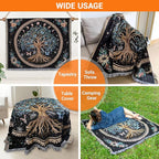 Tree of Life Woven Throw Blanket Mandala Boho Chic Decor Life Tree Reversible Cute Cotton Boho Throw Blanket Witchy Throws Blankets with Tassels Bohemian Room Decor Luxury Christmas Throws 51”x59”
