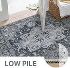 GENIMO 2'6''x8 Runner Rugs for Hallway, Machine Washable Non Slip Vintage Rugs, Low Pile Lightweight Soft Print Rug for enrtyway, Corridor, Home Office, Kitchen,Dark Gray