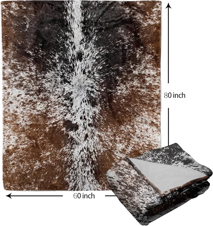 aportt Cow Print Blanket Soft Flannel Lightweight Cowhide Western Throw Blanket Cozy Warm Brown Cow Blankets All Seasons Living Room Decor for Couch Chair Bed Sofa Office 60x80 inch