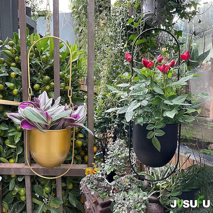 Metal Hanging Planters, Gold Hanging Planters for Indoor & Outdoor Plants, No Plant incld(Gold)